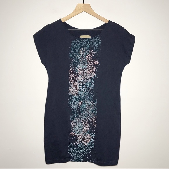 Tonlé Eco-Friendly Short Sleeve Printed T Shirt Dress in Blue S - Picture 1 of 5